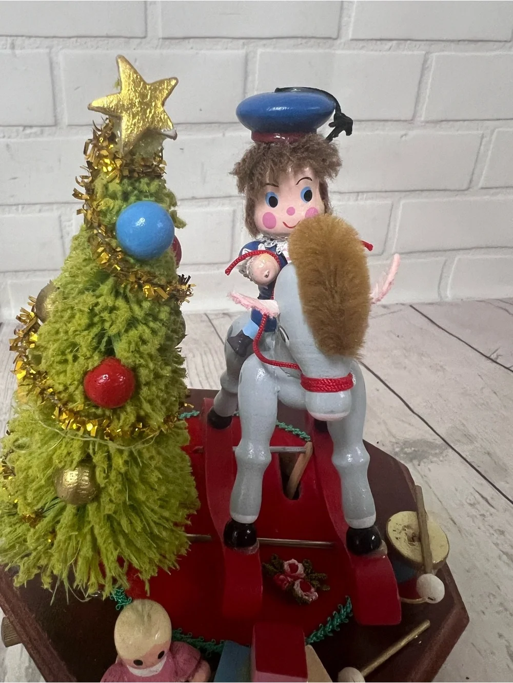 Vintage Kurt Adler A Victorian Christmas Music Box Rocking Horse Animated WORKS